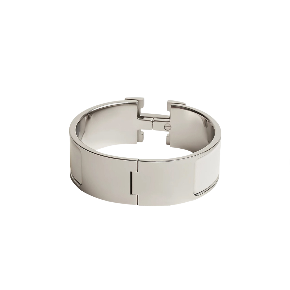 (W) 에르메스 클릭 클락아슈 브레이슬릿 팔라듐 하드웨어 & 블랑((W) Hermes Clic Clac H Bracelet Palladium & Blanc) - 2