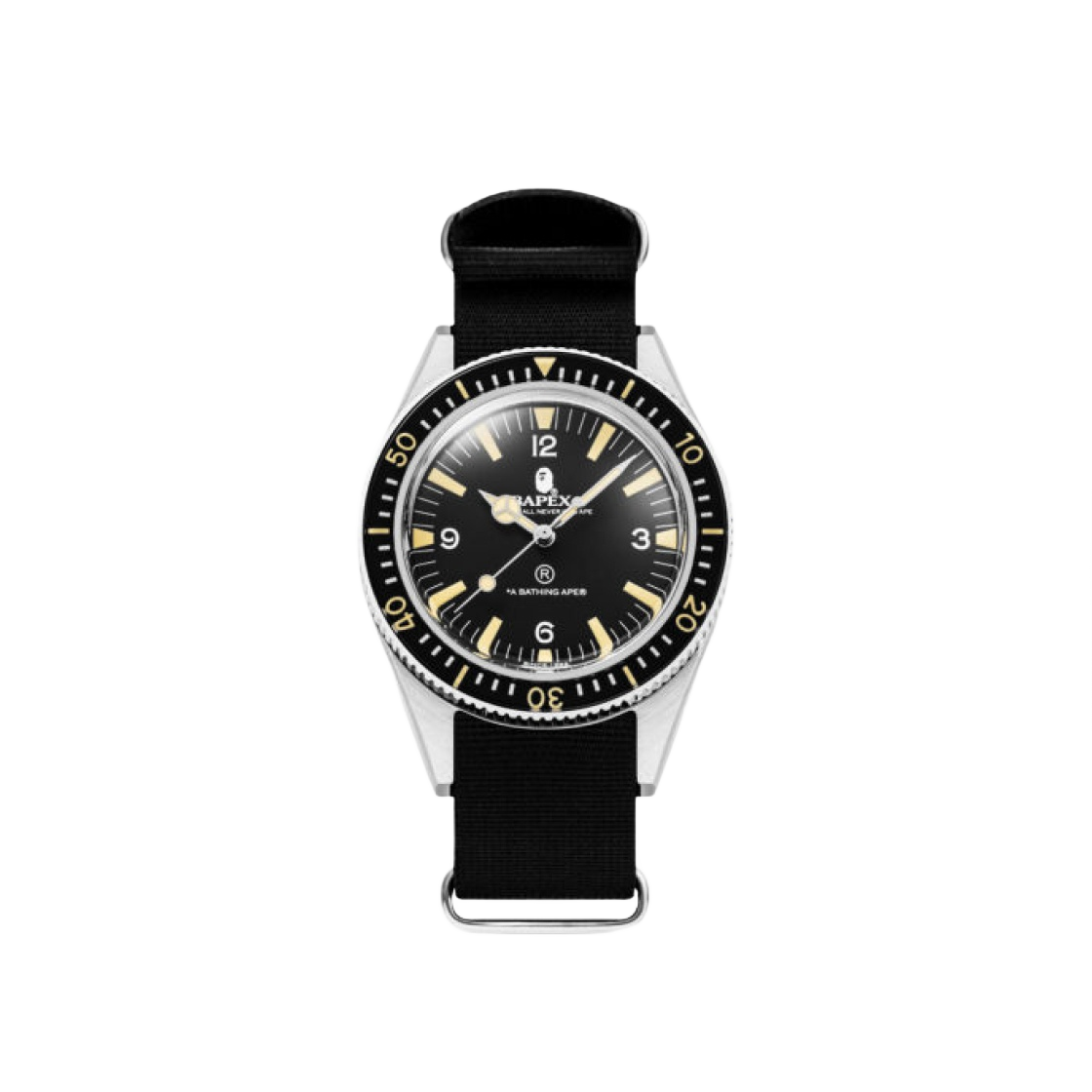 베이프 클래식 타입 1 베이펙스 패브릭 스트랩 워치 블랙(BAPE Classic Type 1 Bapex Fabric Strap Watch Black)