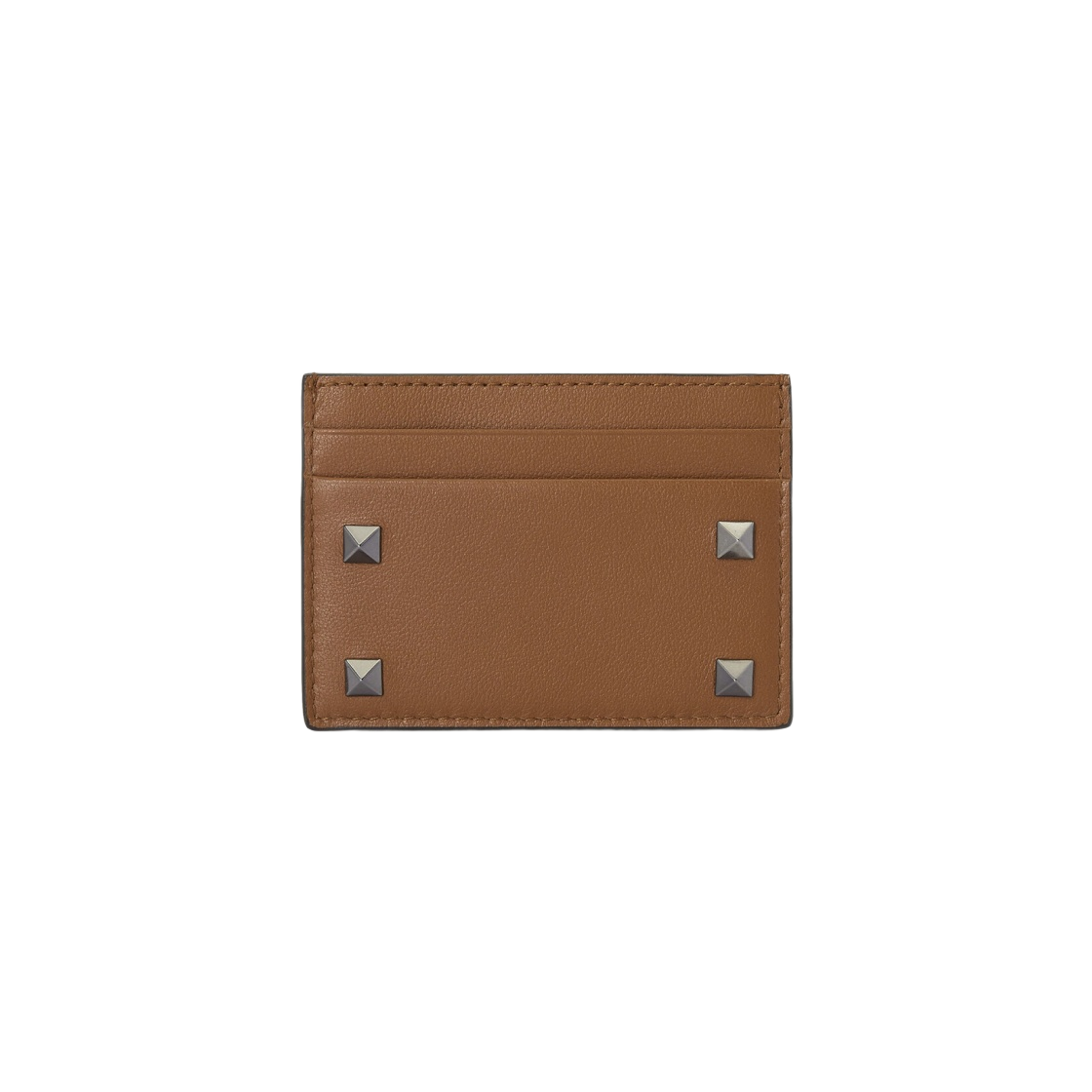 P0655VH3HG5 Valentino Rockstud Card Holder Brown - 대표 이미지 #1