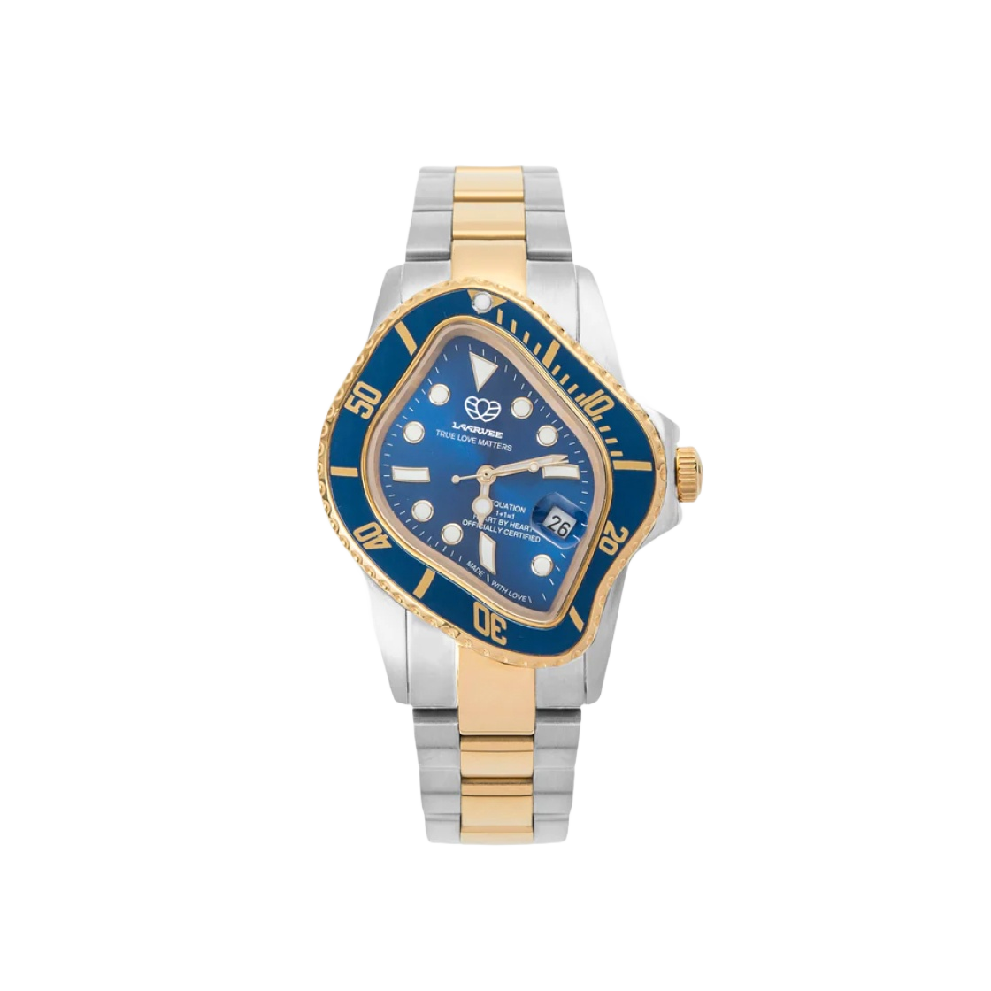 PEA001 Laarvee PEA001 Silver & Golden Precision Steel Blue Bezel Blue Dial
