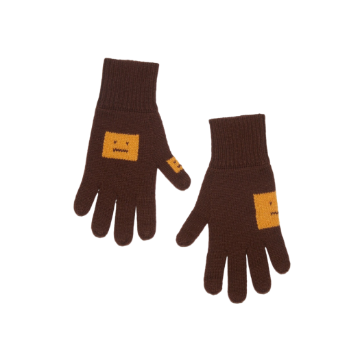 Acne Studios Knitted Gloves Ochre Orange Coffee brown