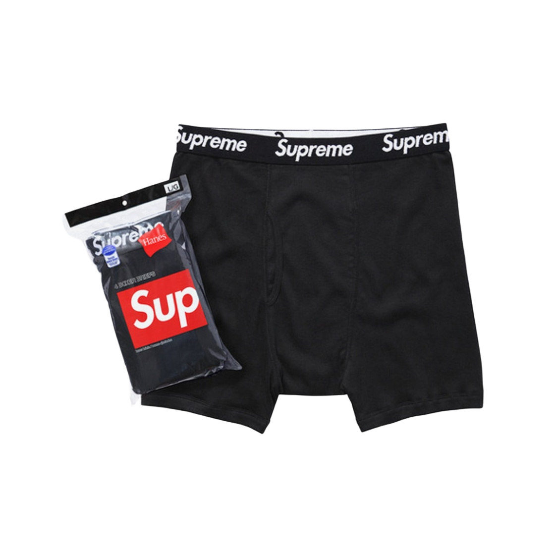 슈프림 헤인즈 박서 브리프 블랙 (4개입)(Supreme Hanes Boxer Briefs Black (4 Pack))