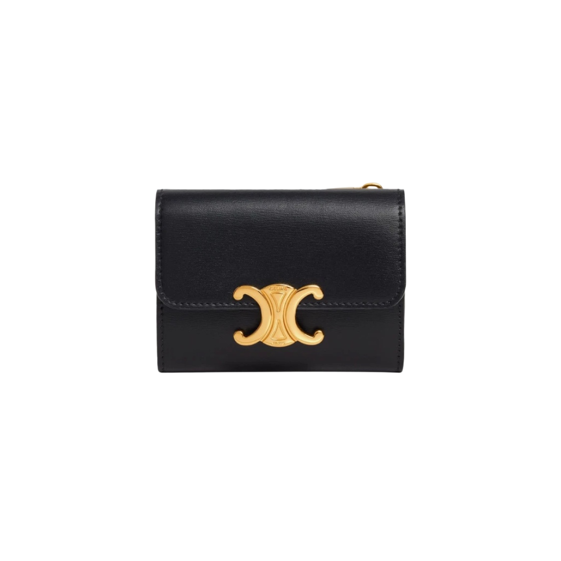 10I653DPV-38NO Celine Compact Wallet with Coin Triomphe in Shiny Calfskin Black - 대표 이미지 #1