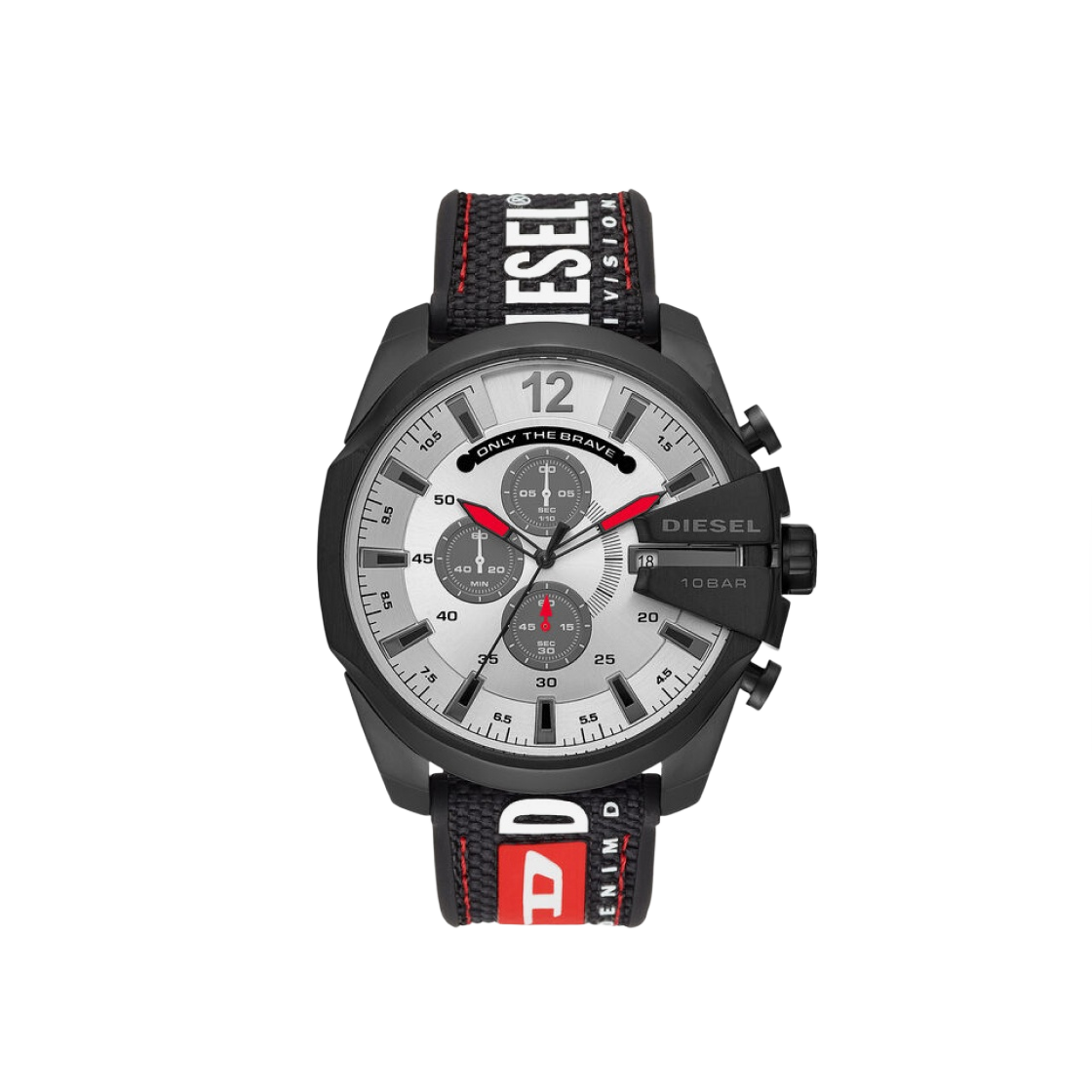 Diesel DZ4512 Mega Chief Chronograph 51mm Silver Nylon Silicone Black