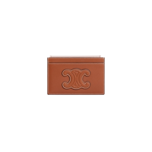 Celine Card Holder Cuir Triomphe in Smooth Lambskin Tan