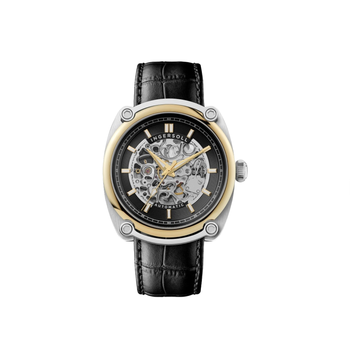 I13301 Ingersoll Michigan Skeleton 45mm I13301 Automatic Stainless Steel Leather Gold Silver Black Black Dial
