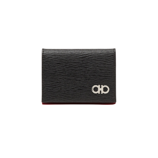 Ferragamo Coin Pocket Gancini Wallet Black Ferragamo Red