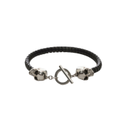 Alexander McQueen Skull Leather Bracelet Black
