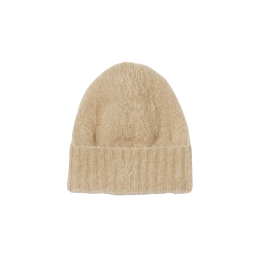 Auralee Brushed Super Kid Mohair Knit Cap Beige