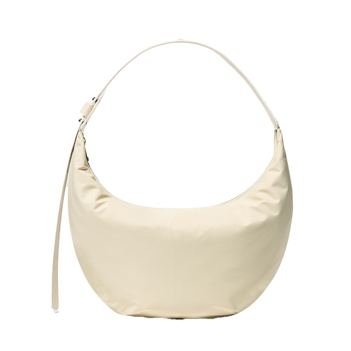 비뮤즈맨션 나일론 호보 백 크림 베이지(BEMUSE MANSION Nylon hobo bag Cream beige)