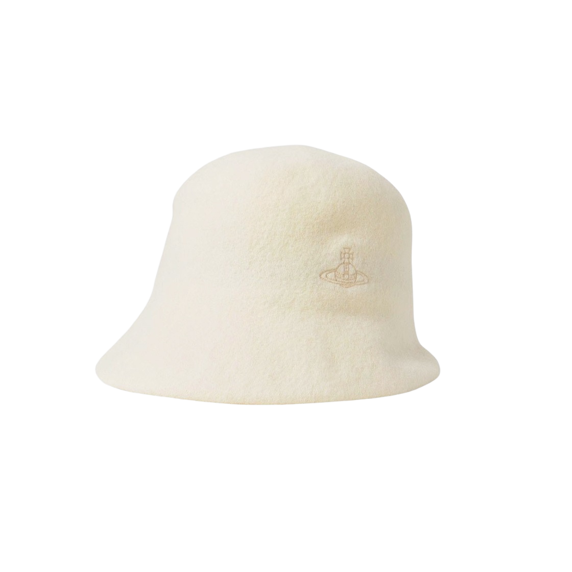 (W) 비비안 웨스트우드 라인 오브 자수 바스크 크로쉐 버킷햇 오프 화이트((W) Vivienne Westwood Line Orb Embroidery Basque Crochet Bucket Hat Off White)