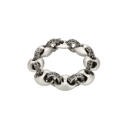 Gucci Interlocking G Marina Chain Bracelet Silver Aged Finish