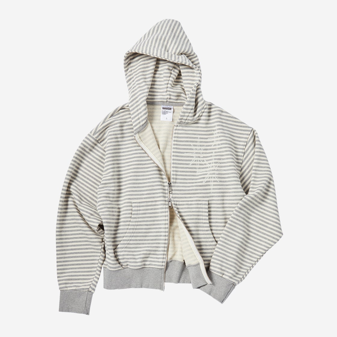 UN25HZ03MG Untitled Starrynight Small Stripe Hood Zip Up Melange White - #2
