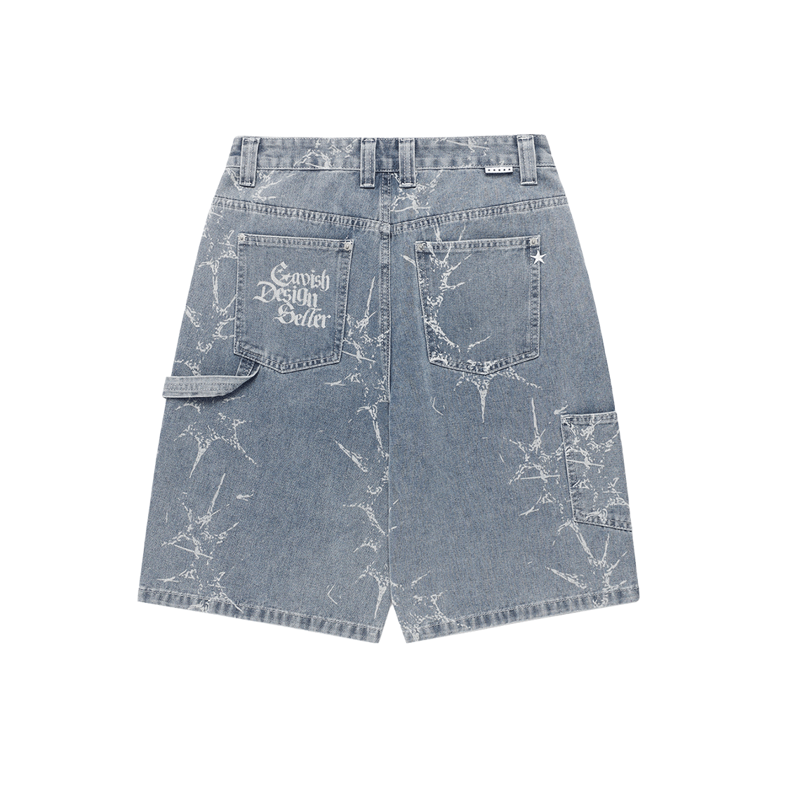 카비시 프린티드 카펜터 데님 쇼츠 블루(CAVISH Printed Carpenter Denim Shorts Blue) - 2