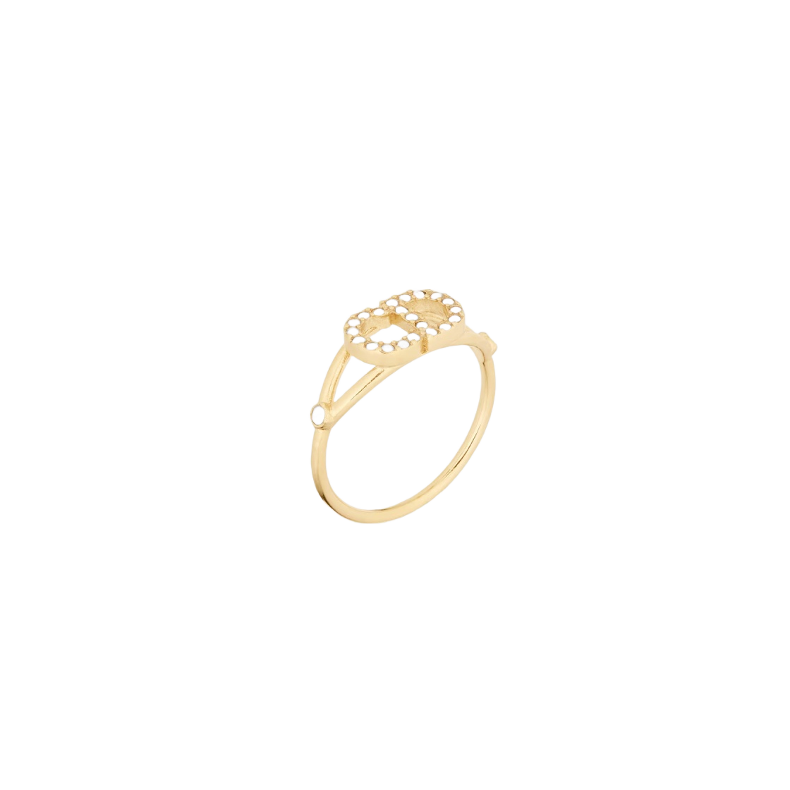 R1137CDLCY-D301 (W) Dior Clair D Lune Ring Gold Finish Metal White Crystals - 대표 이미지 #1
