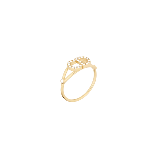 (W) Dior Clair D Lune Ring Gold Finish Metal White Crystals