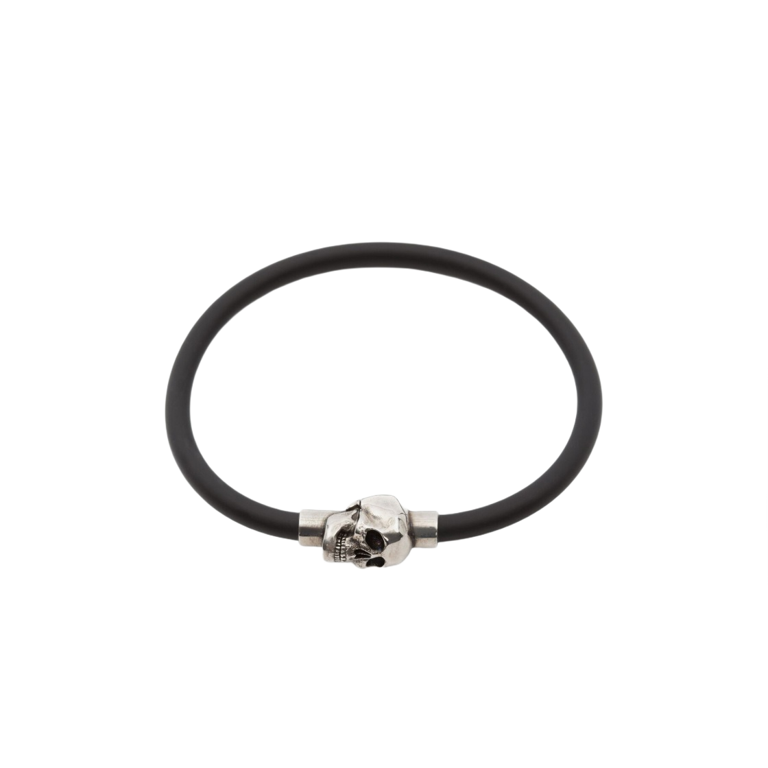 알렉산더 맥퀸 러버 코드 스컬 브레이슬릿 블랙(Alexander McQueen Rubber Cord Skull Bracelet Black)