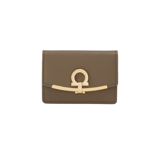 Ferragamo Gancini Business Card Holder Olive Green