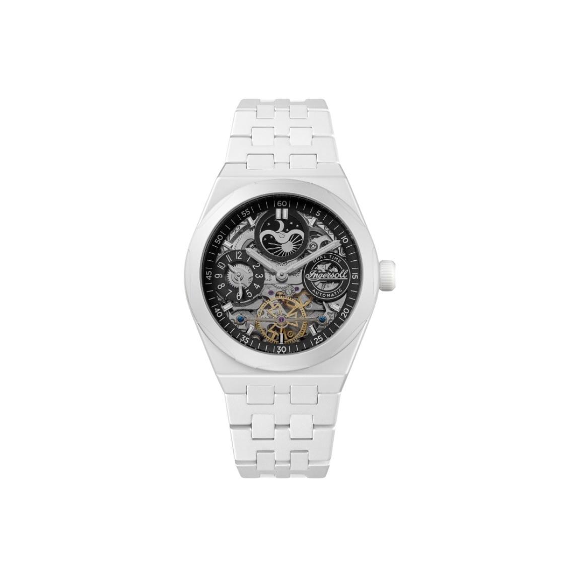 잉거솔 브로드웨이 43mm I15101 오토매틱 세라믹 화이트 화이트 블랙 다이얼(Ingersoll Broadway 43mm I15101 Automatic Ceramic White White Black Dial)