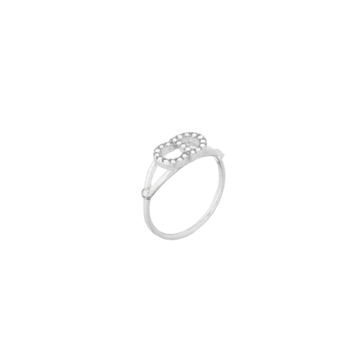 (W) Dior Clair D Lune Ring Silver Finish Metal White Crystals