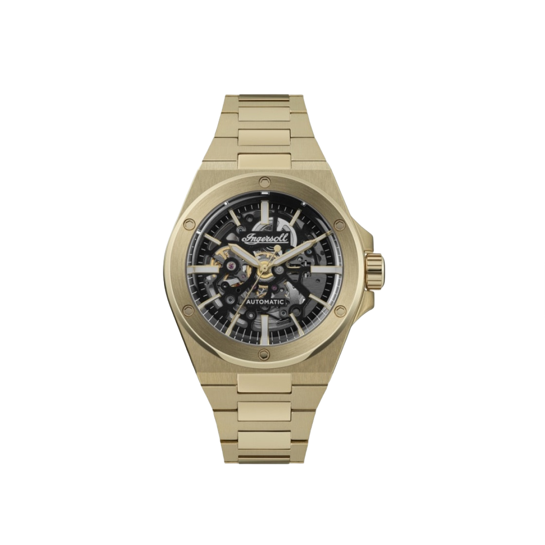 잉거솔 볼러 45.4mm I15001 오토매틱 스테인리스 스틸 골드 실버 다이얼(Ingersoll Baller 45.4mm I15001 Automatic Stainless Steel Gold Silver Dial)