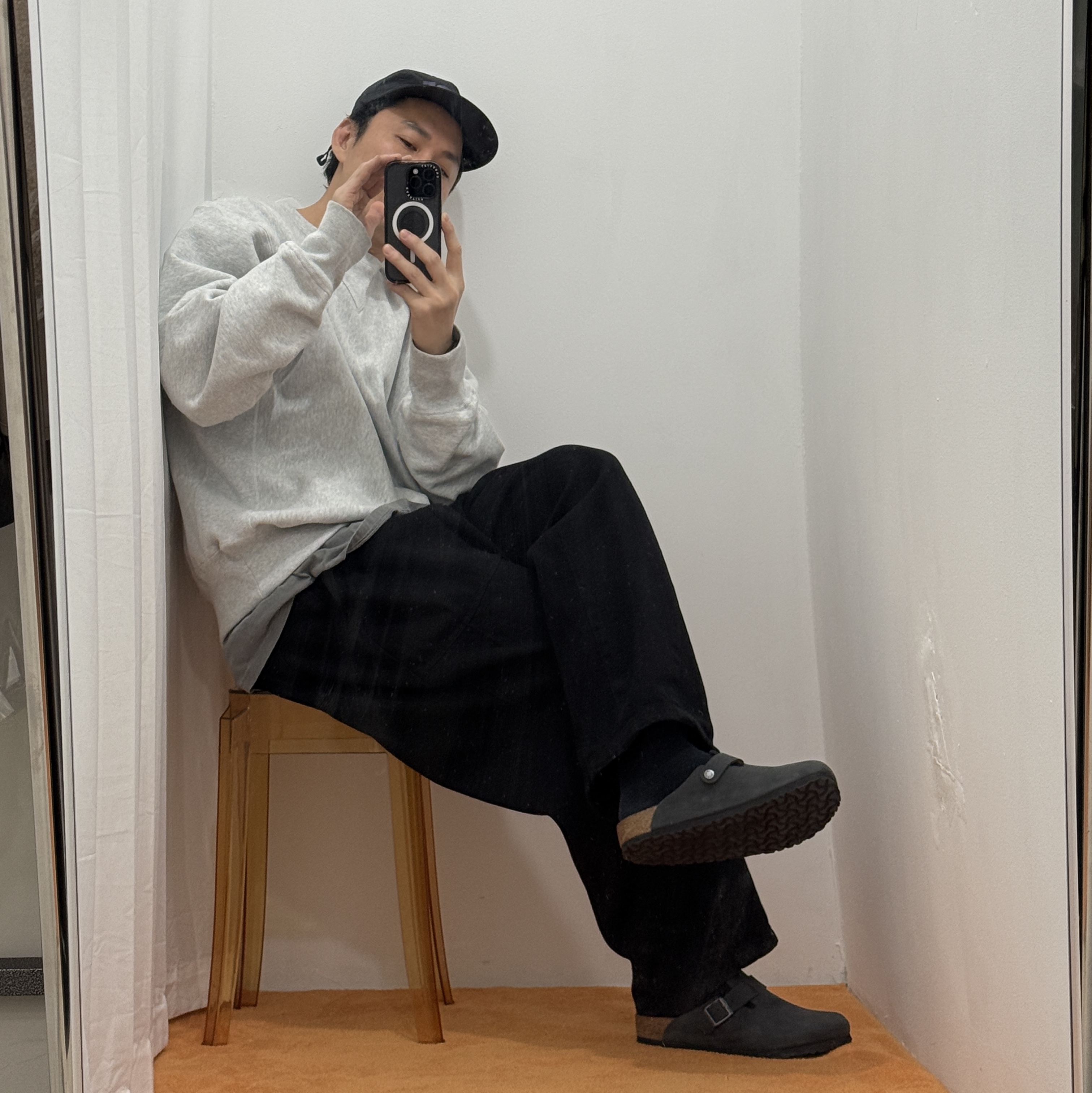 Birkenstock Boston Oiled Leather Black - Regular 착용 스타일 - 1