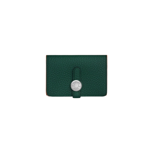 Hermes Dogon Card Holder Togo & Palladium Vert Cypres