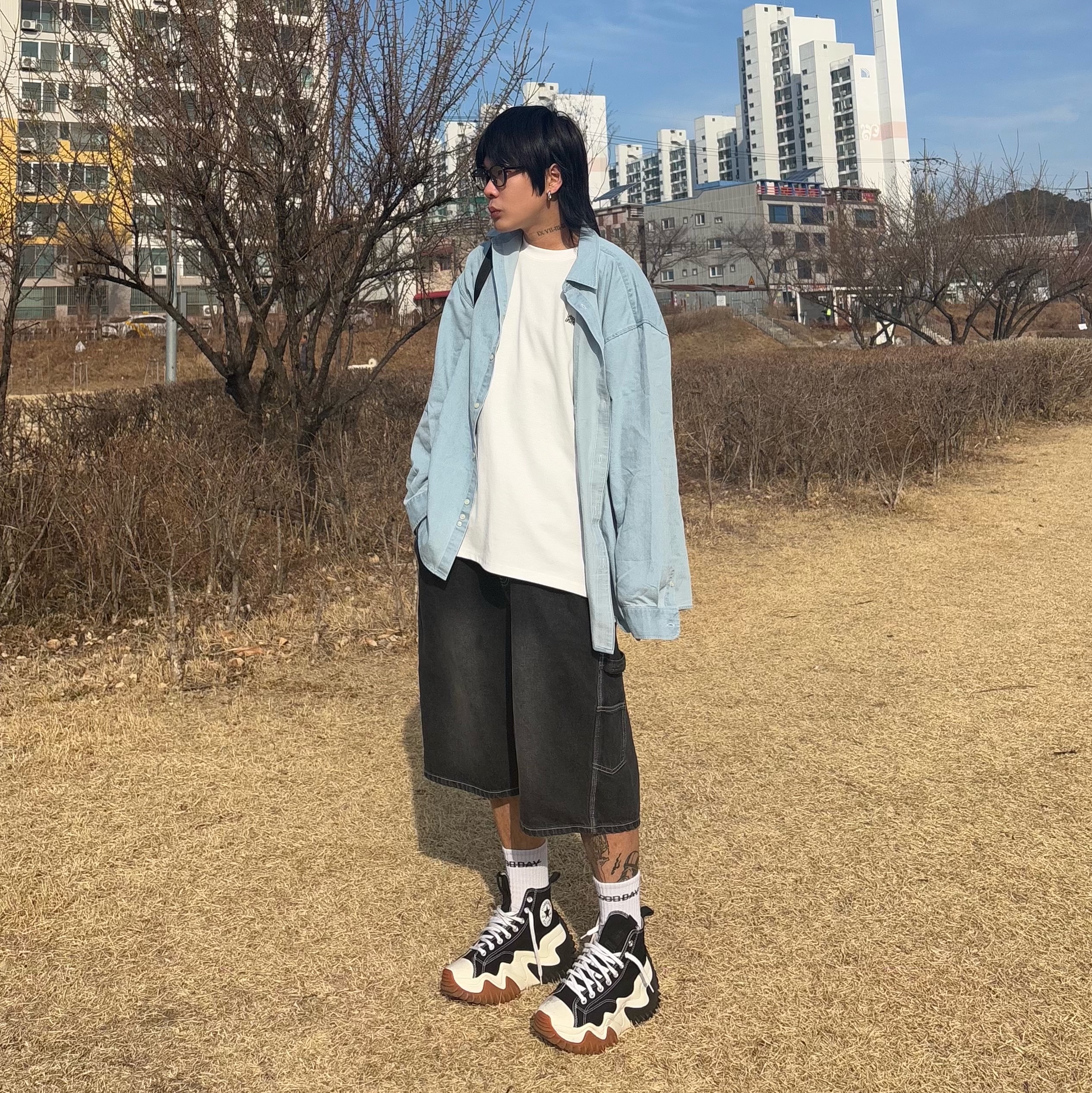 Converse Run Star Motion High Black 착용 스타일 - 1