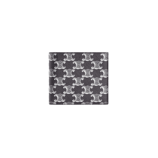 Celine Bi-Fold Wallet with Coin Compartment in Triomphe Canvas Calfskin Silver Black