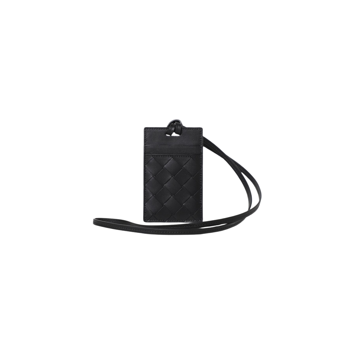 755574VCPQ18803 Bottega Veneta Intrecciato Card Case On Strap Black