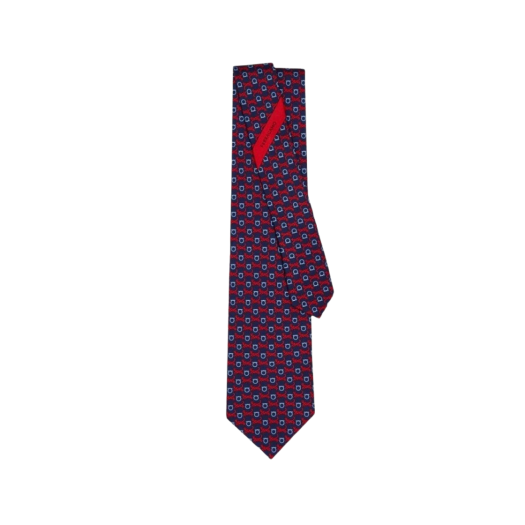 Ferragamo Tiger Print Silk Tie Dark Blue Red