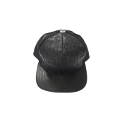 Chrome Hearts Cemetery Cross Leather Stitched Trucker Hat Black