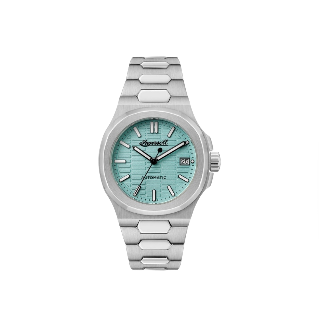 잉거솔 카탈리나 38mm I14601 오토메틱 스테인리스 스틸 실버 터콰이즈 실버 다이얼(Ingersoll Catalina 38mm I14601 Automatic Stainless Steel Silver Turquoise Silver Dial)