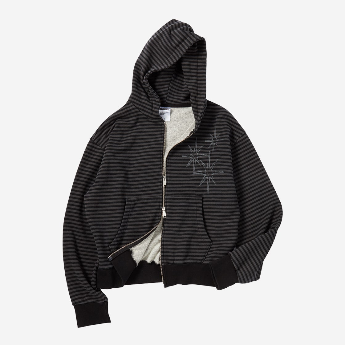 UN25HZ03BK_01 Untitled Starrynight Small Stripe Hood Zip Up BLack Chacoal - #2