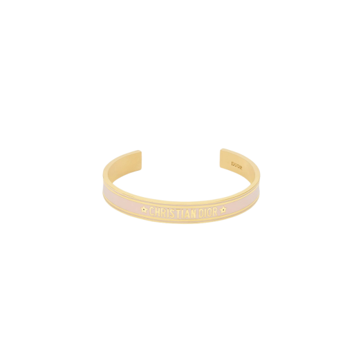 (W) Dior Code Bangle Gold Finish Metal Sand Pink Lacquer