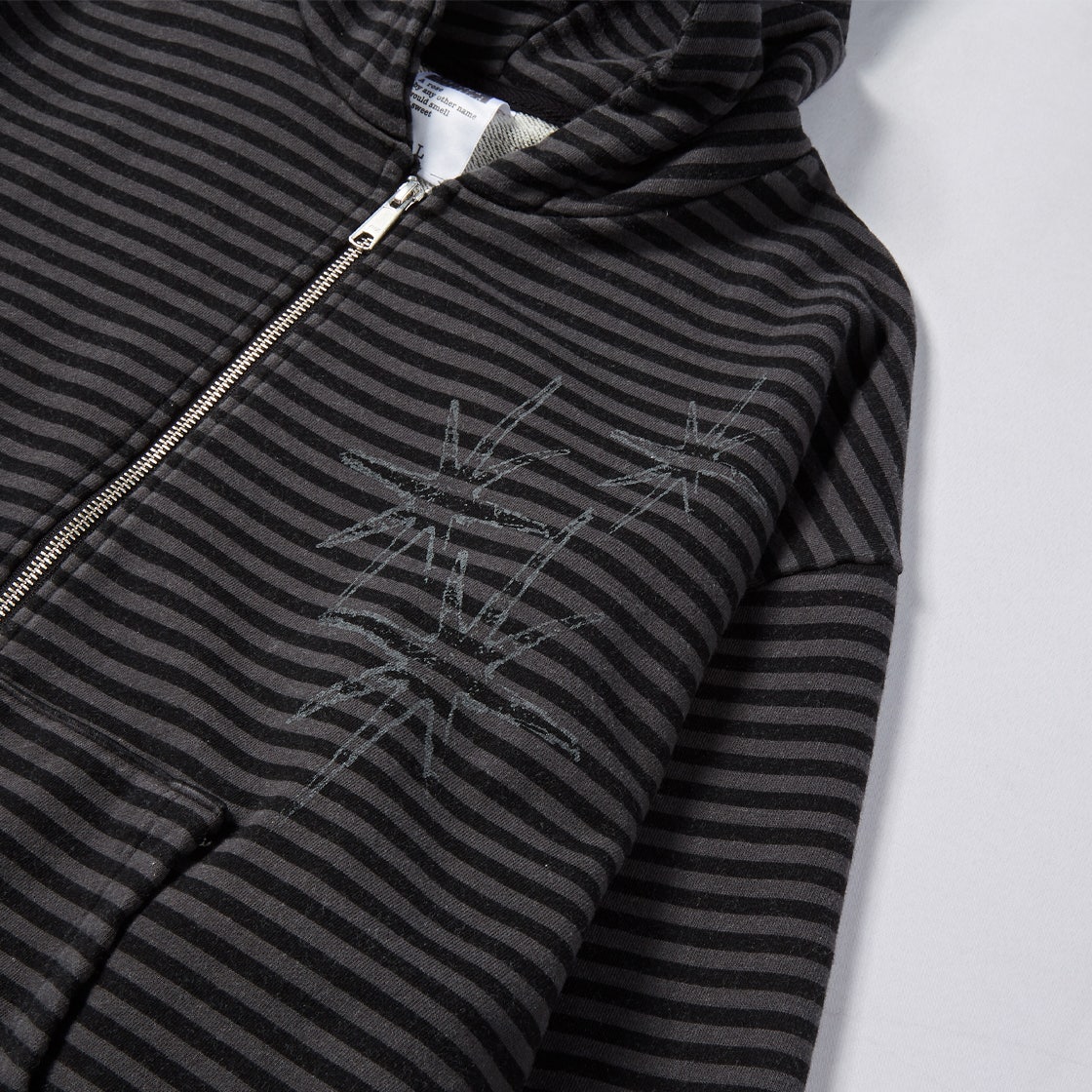 UN25HZ03BK_01 Untitled Starrynight Small Stripe Hood Zip Up BLack Chacoal - #4