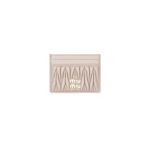 Miu Miu Matelasse Nappa Leather Card Holder Water Lily