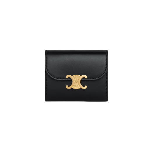 Celine Small Wallet Triomphe in Shiny Calfskin Black