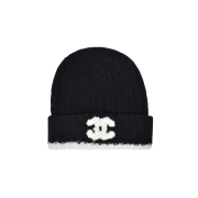 (W) Chanel Beanie Cashmere & Black White