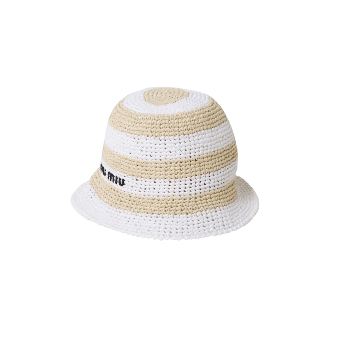 (W) 미우 미우 비스코스 라피아 햇 화이트 베이지((W) Miu Miu Viscose Raffia Hat White Beige) - 1