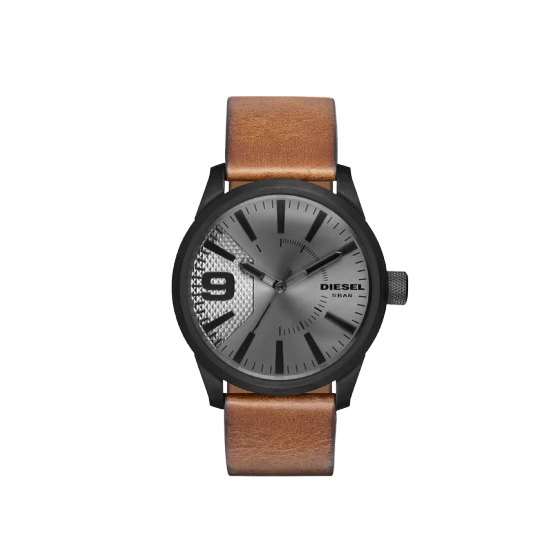 DZ1764 Diesel Dz1764 Rasp Quartz Three-Hand 46mm Gunmetal Grey Leather Light Brown