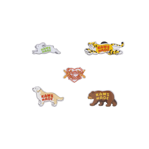 Human Made x Kaws Pin Badge Set Silver (Set of 5)