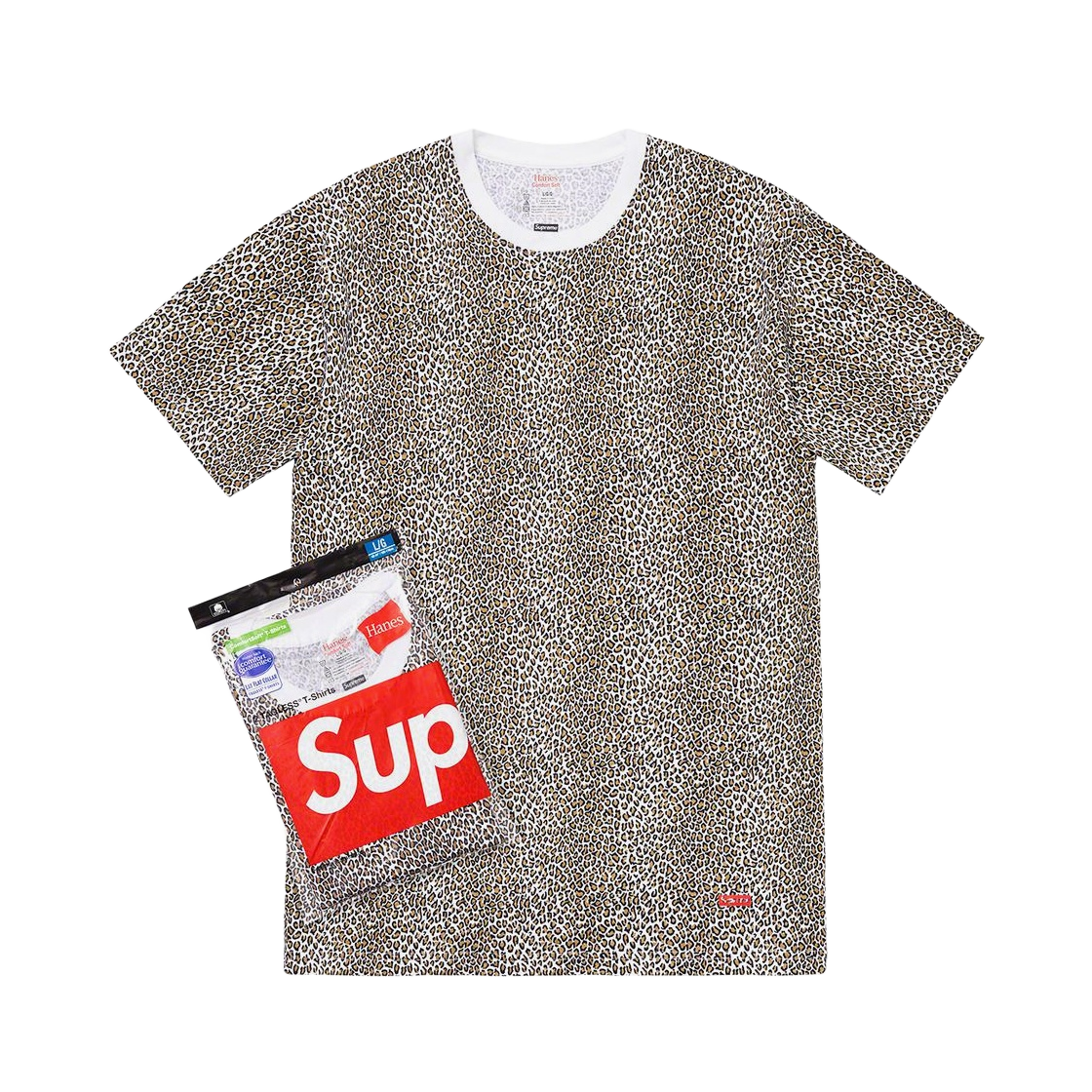 슈프림 헤인즈 태그리스 티셔츠 레오파드 (2개입)(Supreme Hanes Tagless T-Shirt Leopard (2 Pack))