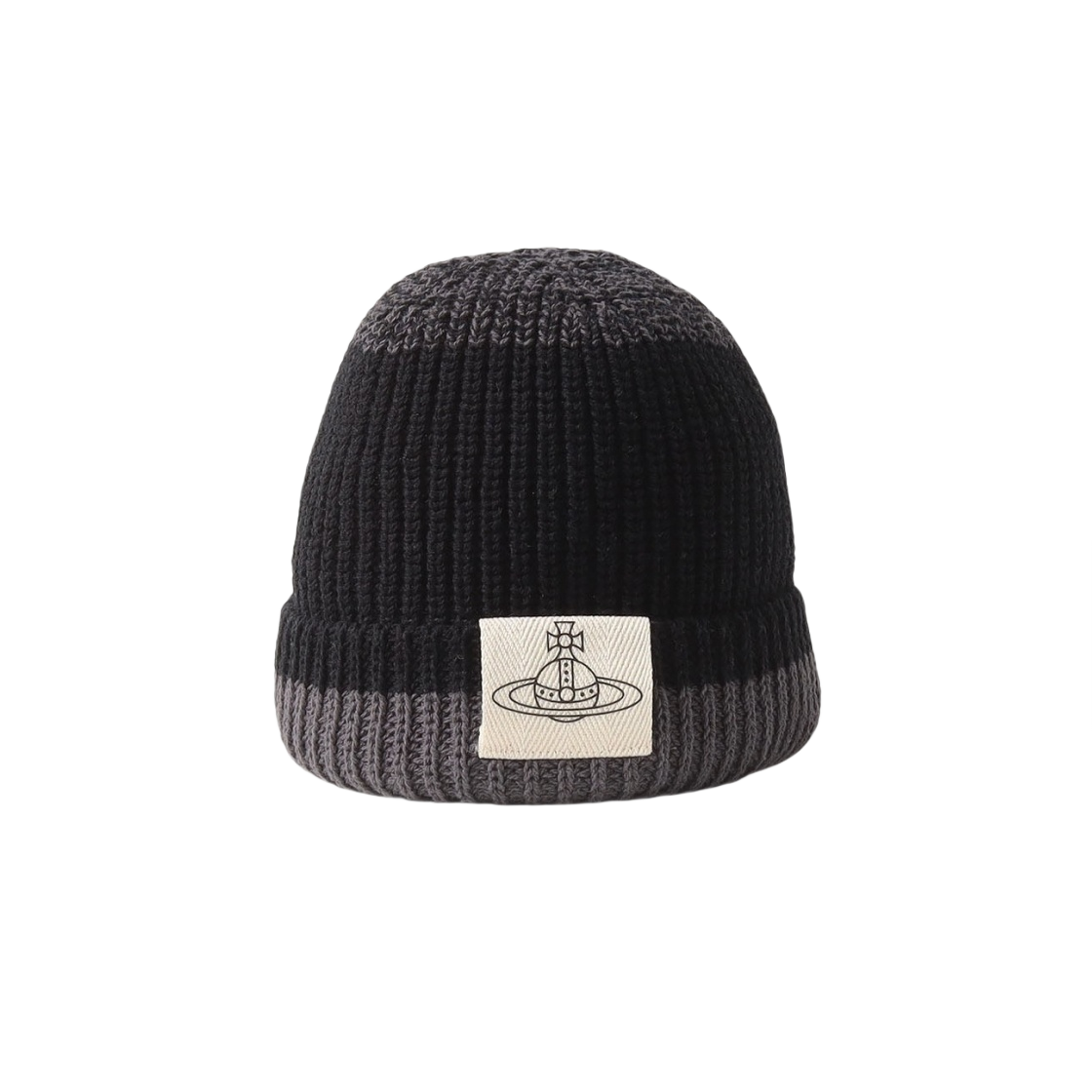 (W) 비비안 웨스트우드 리사이클 코튼 투톤 비니 차콜 그레이((W) Vivienne Westwood Recycled Cotton Two Tone Beanie Charcoal Grey) - 1