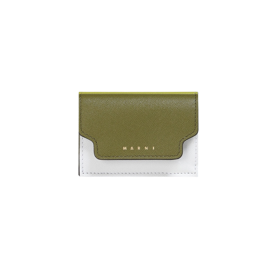 PFMOW02U23-LV520-Z502N Marni Saffiano Tri-Fold Wallet Olive Lily White Lime - 대표 이미지 #1