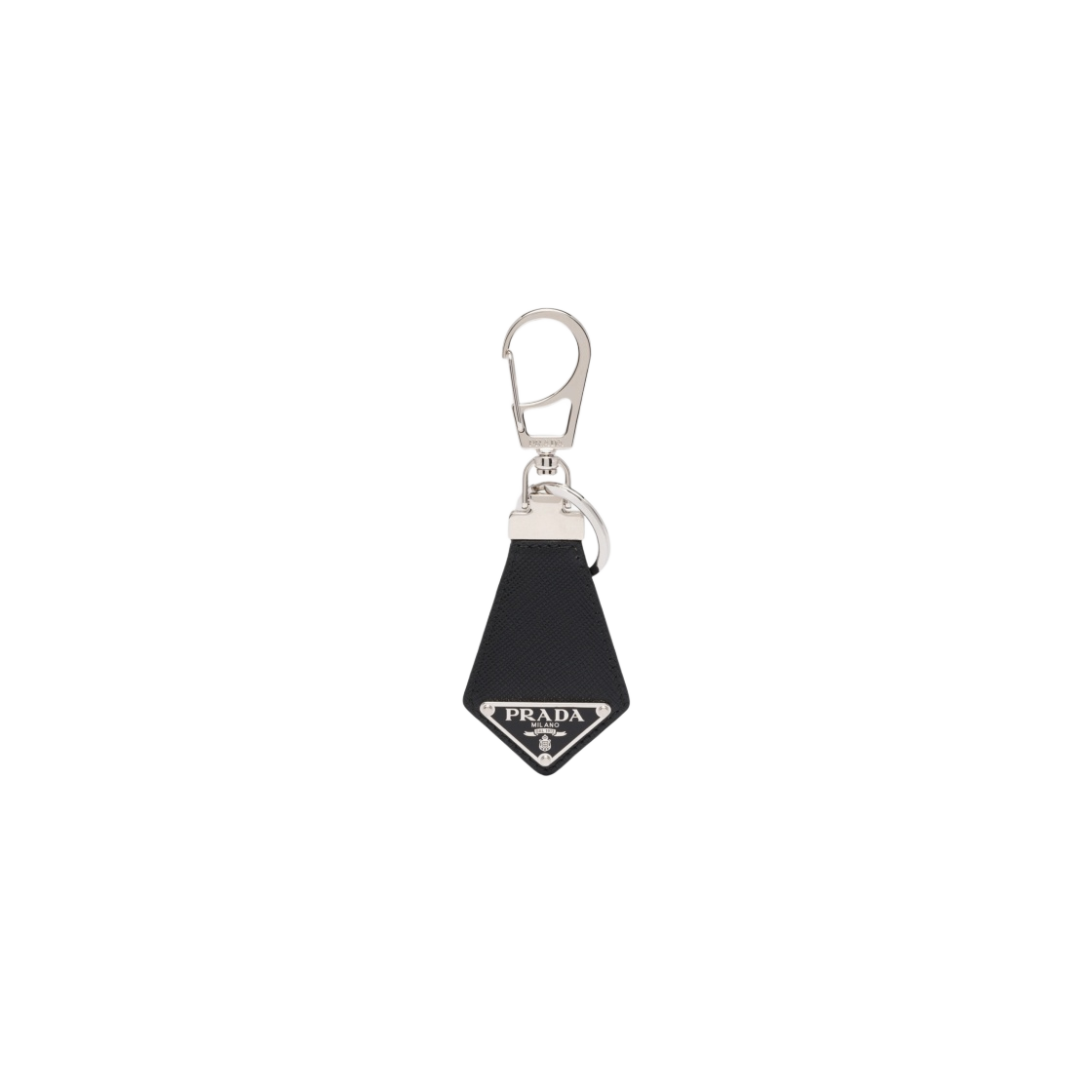 2PP041-053-F0002 Prada Saffiano Leather Triangle Logo Keychain Black - 대표 이미지 #1