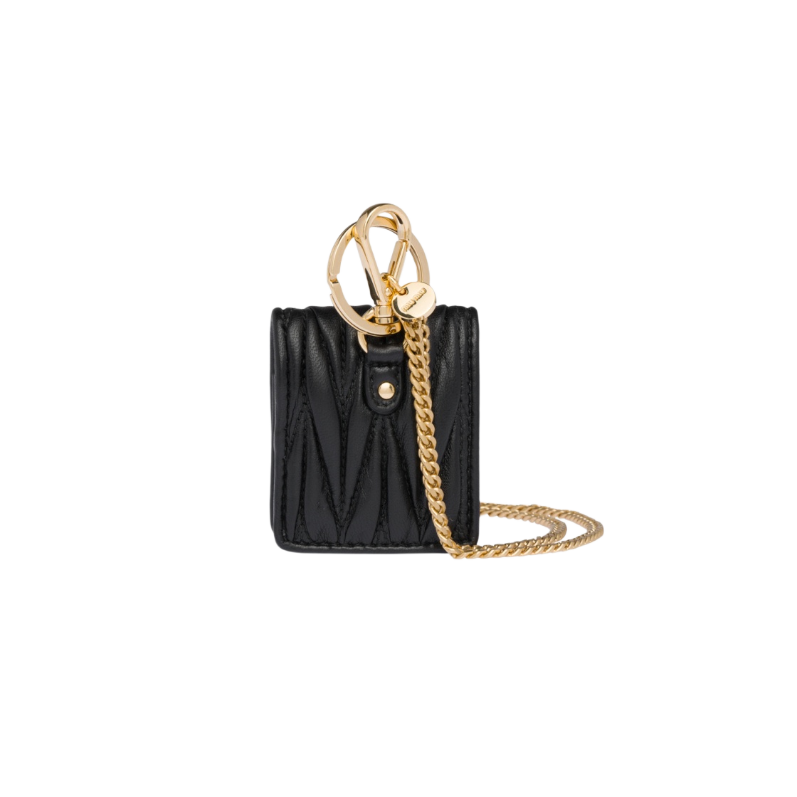 미우 미우 마테라쎄 가죽 에어팟 케이스 블랙(Miu Miu Matelasse Nappa Leather Airpods Case Black) - 2