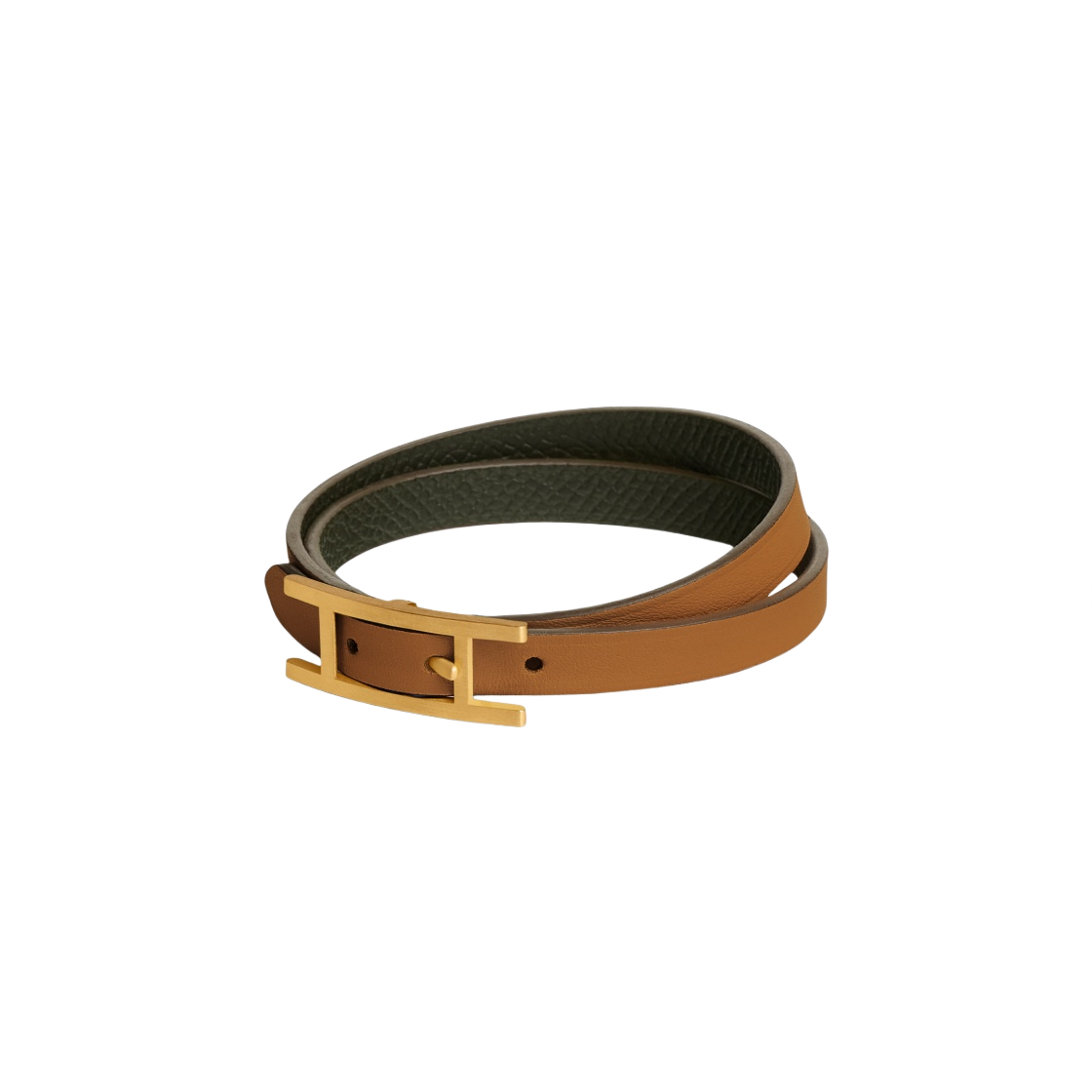 에르메스 비아피 더블 투어 브레이슬릿 스위프트 앱송 골드 하드웨어 & 골드 베르 드 그리(Hermes Behapi Double Tour Bracelet Swift Epsom Gold & Gold Vert De Gris) - 1