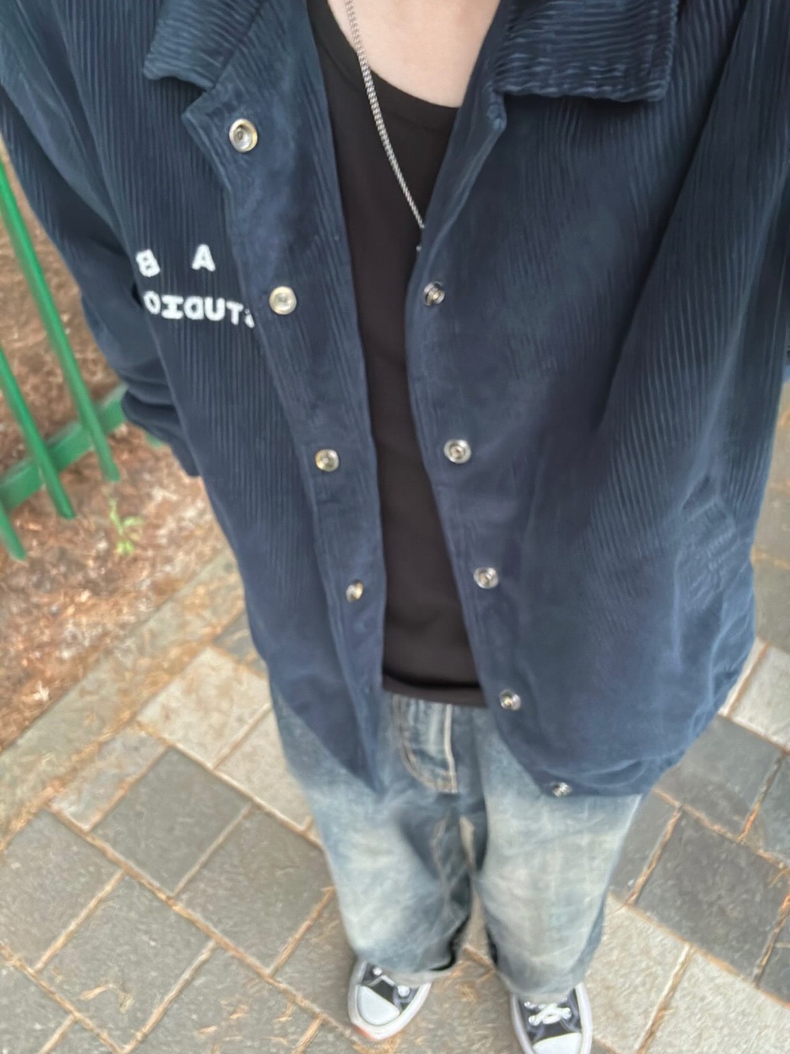 IAB Studio Corduroy Jacket Midnight Blue 착용 스타일