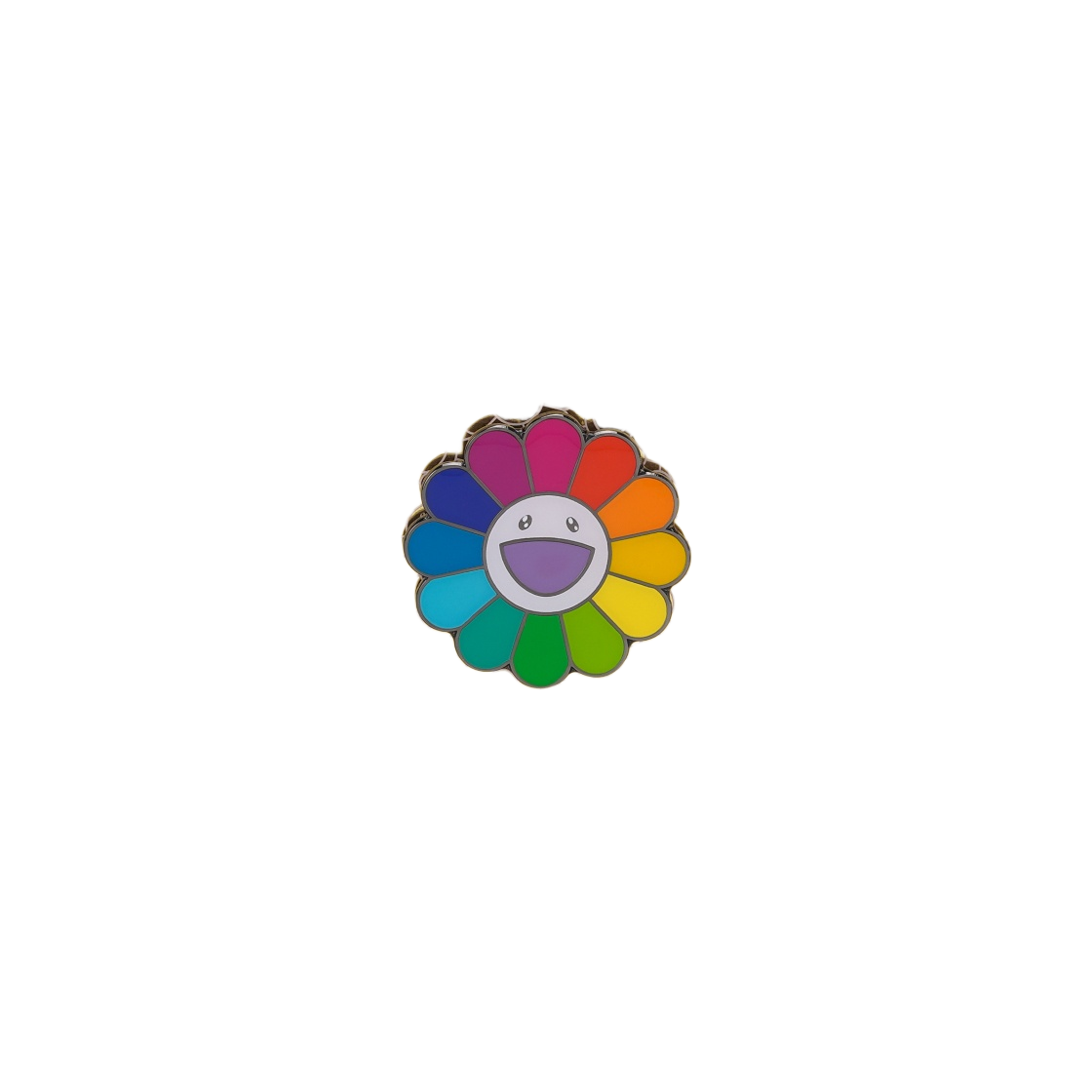 - Kaikai Kiki Flower Pin 37mm Rainbow & White